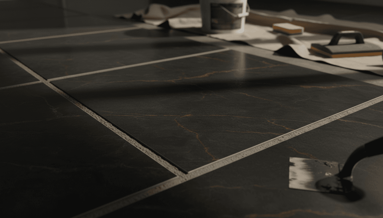 Professional tile installation showing precision grout lines and finished flooring