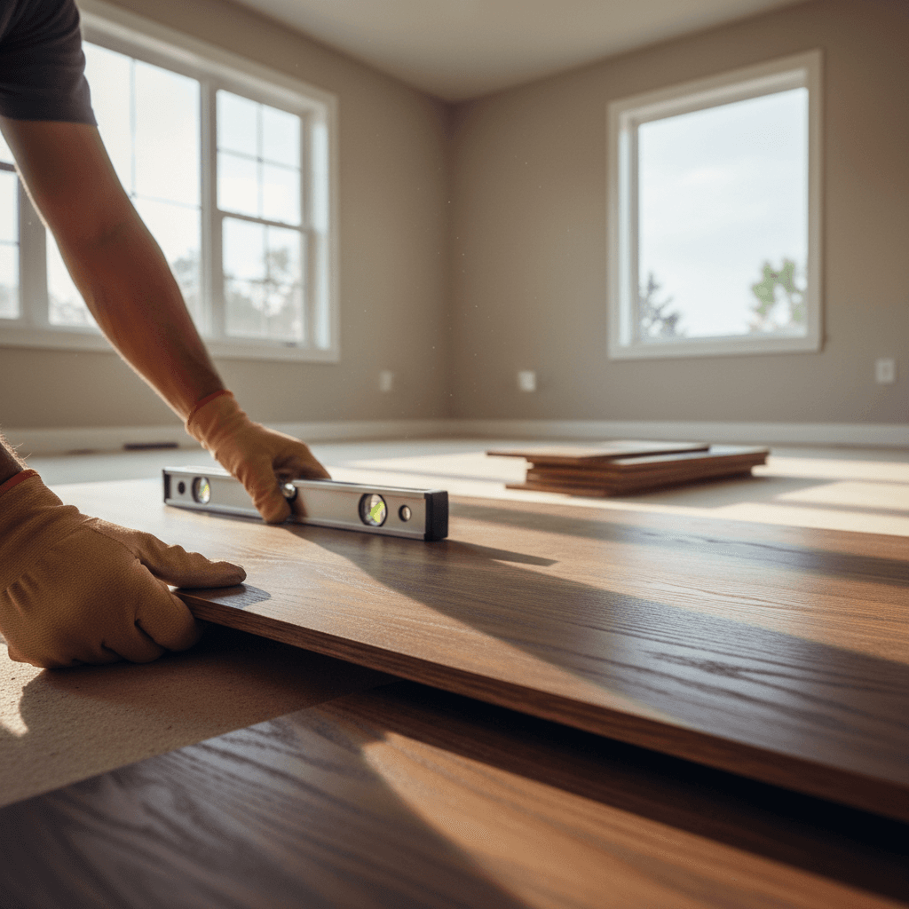 Residential hardwood flooring installation