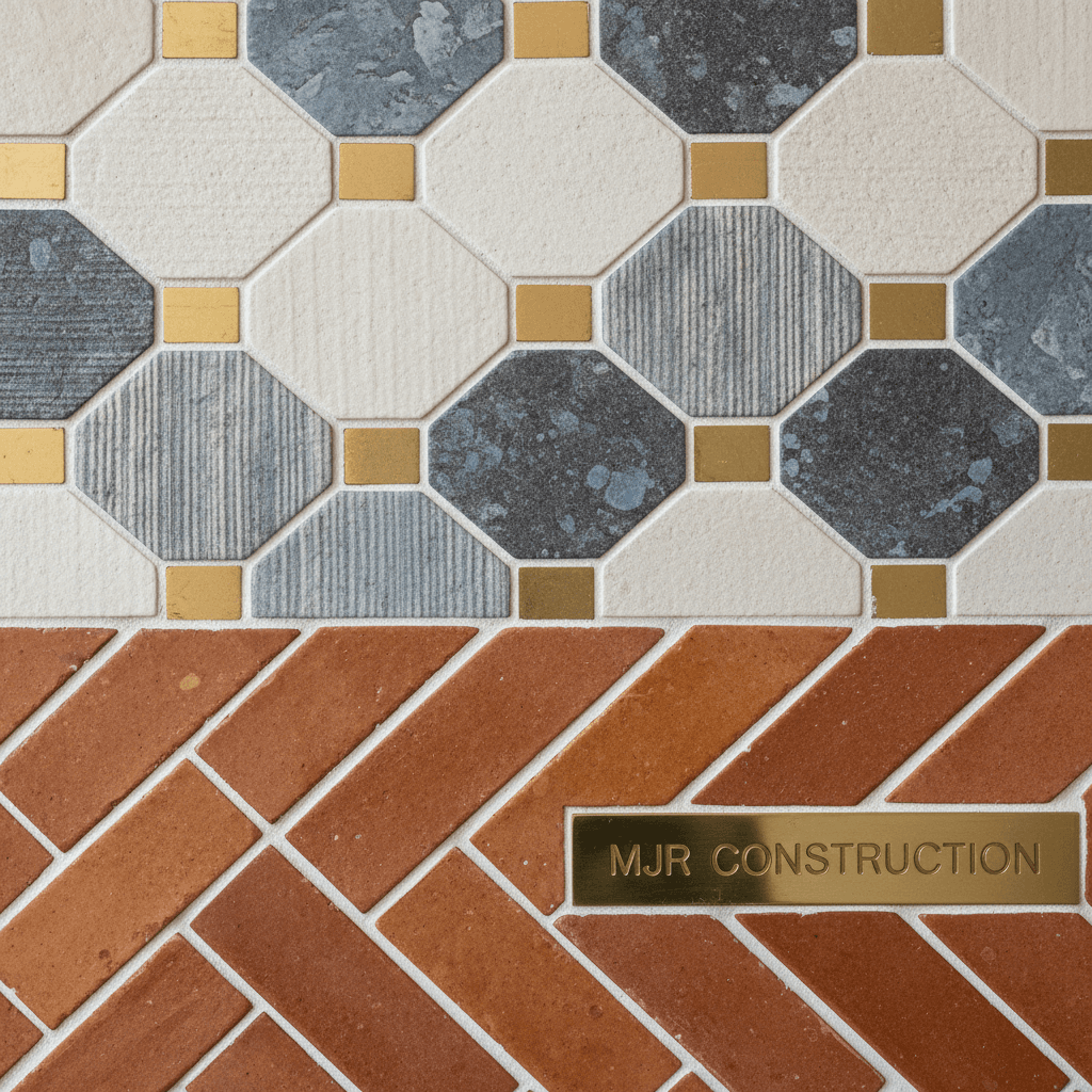 Precision-cut specialty tile work showing expert craftsmanship