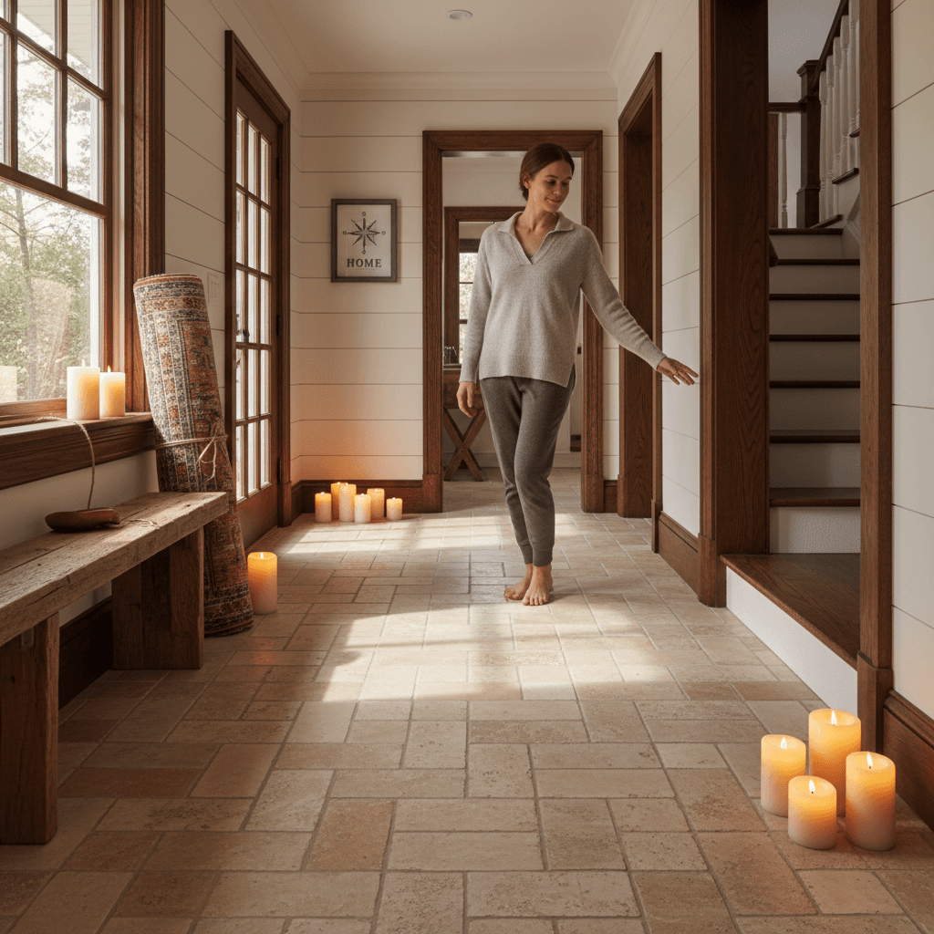 Welcoming entryway with custom-selected tile flooring installation